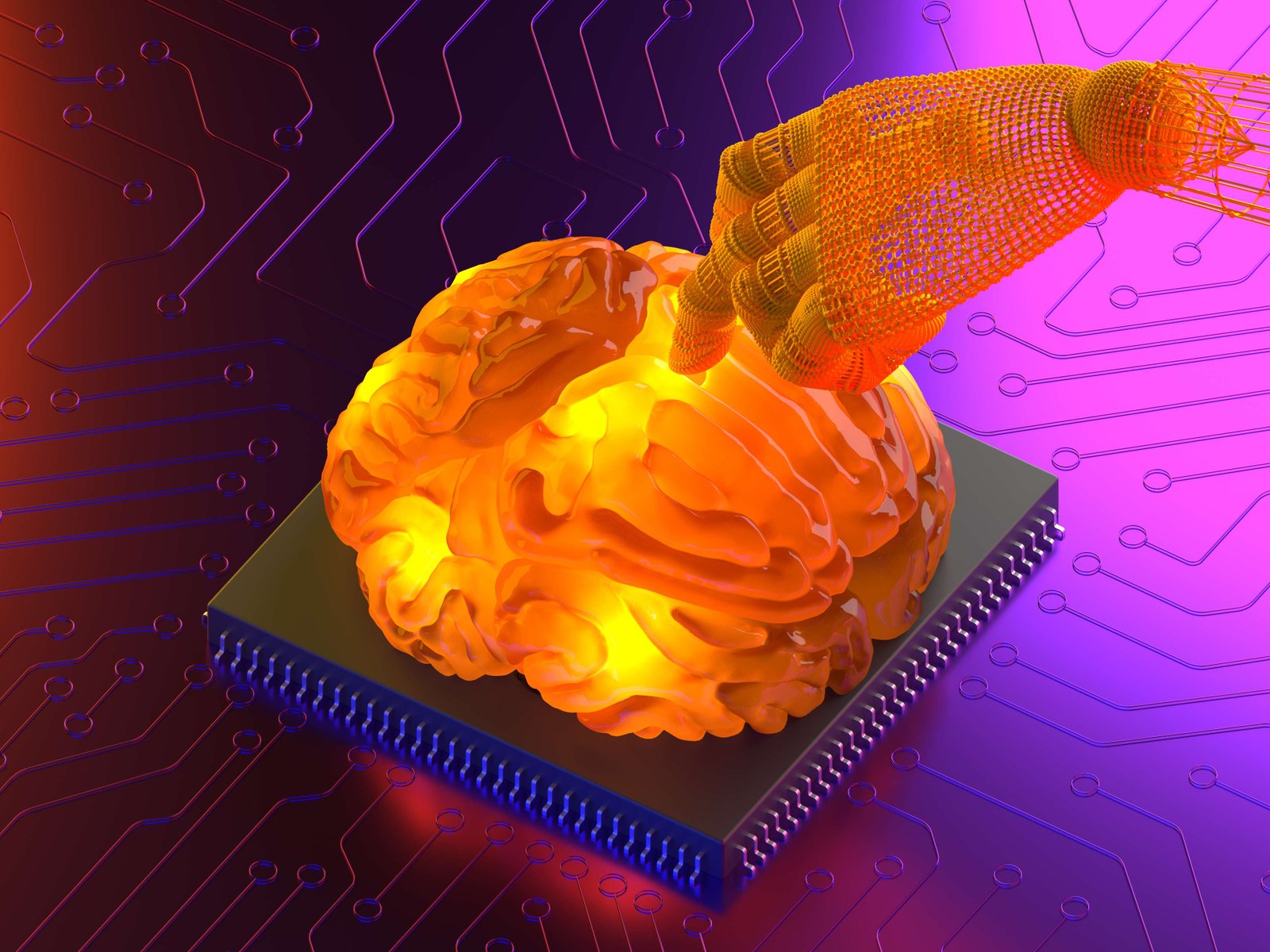 Brain on chip with robotic hand